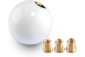 YIUIY Round Ball Shift Knob Universal Gear Shift Knob 5 6 Speed for Manual Automatic Vehicles with Adapters (Pure White)