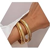 Awinesn 18K Gold Plated Bracelets for Women Gold Bangles for Women Chunky Bangle Bracelets for Women Bracelets Stack Tarnish Free Bangle Set of 3 for Women Accessories for Her Gifts