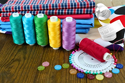 image for Paxcoo 30 Assorted Color Polyester Sewing Thread Spools 250 Yards Each