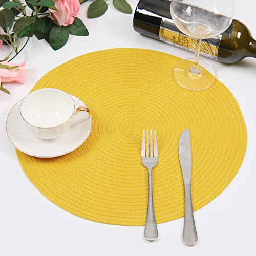 SHACOS Round Braided Placemats Set of 6 Place Mats for Dining Tables