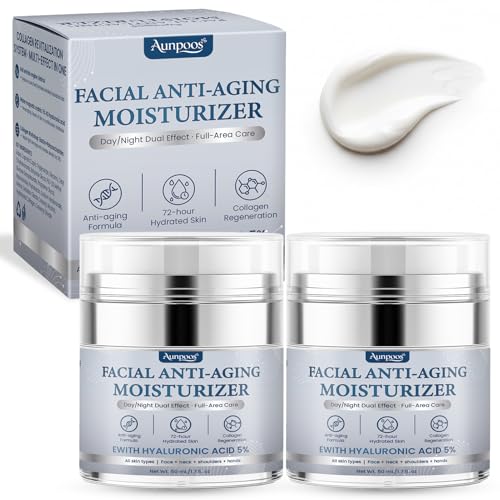 Retinol Collagen Anti-Aging Cream for Face Neck Tightening Moisturizing Skin Cream with Hyaluronic Acid Day Night Wrinkle Facial Moisturizer for All Skin Types 2Pack 1.7 Fl Oz at Amazon