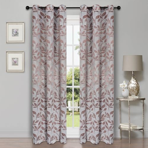 Superior Semi Blackout Curtains - Modern Leaves - 42" x 84" - Grommet Header -…