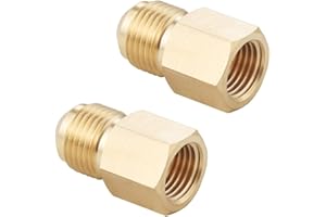 Hgzaccompany Brass Tube Flare Fittings, Brass TUnion Connector Gas Adapter,ube Coupler 3/8 inch Male Flare to 1/4 inch Female NPT 2 Pack