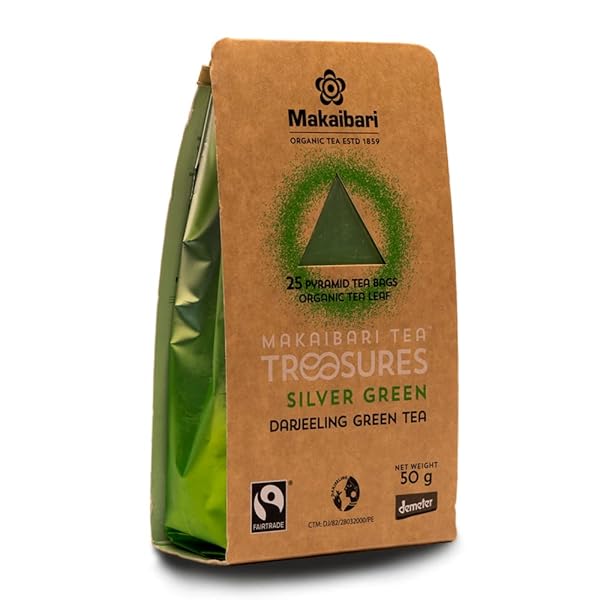 MAKAIBARI TEA TREASURES ORGANIC SILVER GREEN LOOSE GREEN TEABAGS, 100% NATURAL FLAVOUR, 25 CUPS