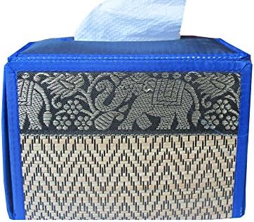 Reed Tissue Box Made From Natural Material Classic Elephant Style Size Height 3.8 "Wide 5" Long, 5.5".