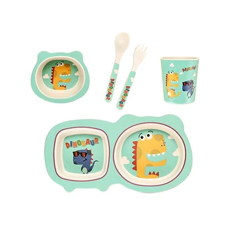 Amazon.com: Cartoon Animals - Juego de platos de bambú y ...