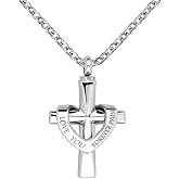 MZC Jewelry Cremation Cross Urn Necklace for Ashes Love You Forever Dad/Mom/Papa/Son Stainless Steel Urn Pendant Ashes Holder Memorial Jewelry