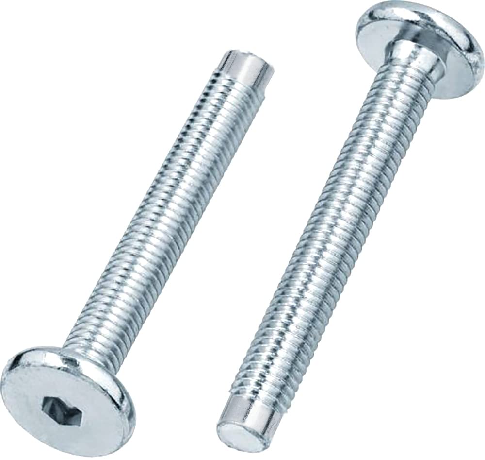 M8 (8mm x 60mm) Silver Flat Head Furniture Screw Hex Drive Socket with Metric Thread Fully Threaded with Dogpoint Furniture Bolts for Furniture Cots Beds Crib and Chairs (Pack of 12) D11D