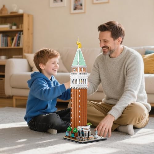 Reobrix Building Set for Adults YS-55013 Venice Landmark Tower San Marco Campanile Model Set, Creative Building Block Toy for Home, Great Gift for Teenagers Over 14 Years