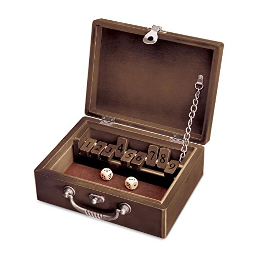 WE Games Shut the Box - Walnut Stained Wood Box