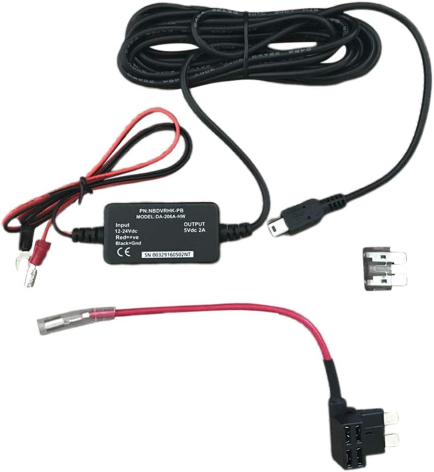 DSstyles Hard Wire Kit Car Dash Cam Camera 12-24v for NEXTBASE Black red