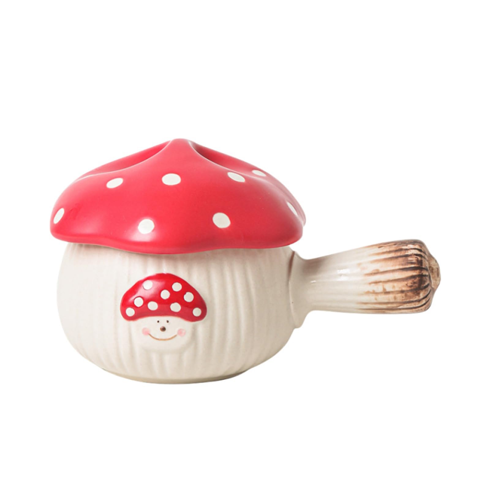 soulnioi Mushroom Soup Bowl, Ceramic Cute Mushroom Crocks with Lid, 550ML Salad Bowl with Handle
