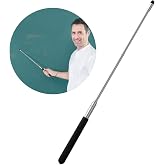 Teacher Pointer Stick for Classroom, Extendable &amp; Retractable | Telescoping Presentation Pointer, Teacher Stuff School Supplies, Lanyard Included, Black