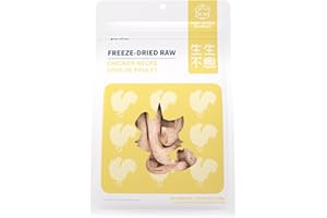 PET-EVER PureFeast Freeze-Dried Chicken Neck Treat for Small Dog & Cat, Natural Single Ingredient Cats Dogs Dry Food, Healthy Whole Cut Pet Raw Treats for Dental Care (3.5 oz)