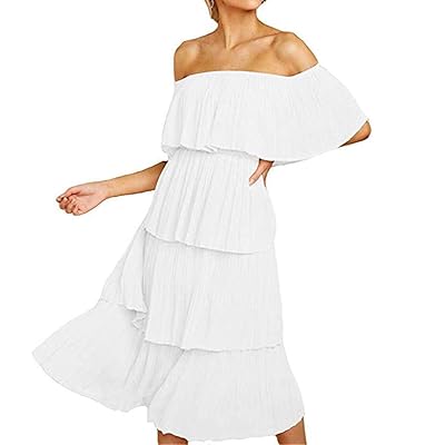 Womens Summer Sexy Bohemian Plain Off The Shoulder Ethiopia
