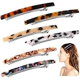 6Pcs Long French Barrettes, 4Inch Large Classic Acrylic Clips, No-slip Grip Automatic Clasp Clamp Ponytail Holders, Stylish Hair Accessory for Clips and Barrettes