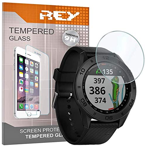 REY Screen Protector for GARMIN VIVOMOVE 3S 39mm - FORERUNNER 245 MUSIC - APPROACH S60, Tempered Glass Film, Perfect protection for scratches, breaks, moisture, Smart Watch [Pack 3x]