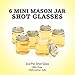Smith's Mason Jars Mini Mason Jars set of 6 Chupito Shot Glasses with Lids - 2oz Per Shot Glass - For Parties, Arts and Crafts Storage, Drinks, Wedding Favors