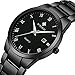 Wwoor Men's Watches Big Dial Auto Date Black Stainless Steel Strap Quartz Wrist Watch 8830 Black
