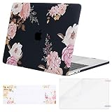 MOSISO MacBook Pro 15 inch Case 2019 2018 2017 2016 Release A1990 A1707, Plastic Pattern Hard Shell & Keyboard Cover & Screen Protector Compatible with MacBook Pro 15 Touch Bar, Peony Blossom