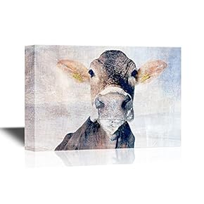 Canvas Wall Art - Cow Gazing - Gallery Wrap Modern Home Art | Ready to Hang - 12x18 inches