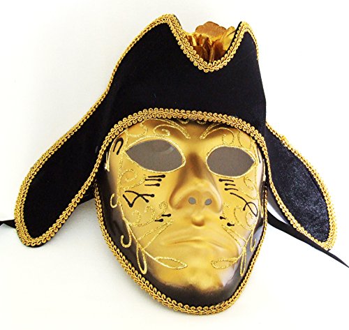 Pirate Hat Gold Face Halloween Mardi Gras Masquerade Party