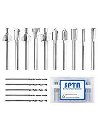 SPTA HSS Grabado de enrutador Bits Burr para trabajar la madera, tallar, grabar, perforar. Caña de montar de 1 8 pulgadas Proxxon Dremel, paquete de herramientas rotativas de 10 unidades