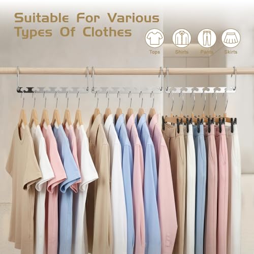 HOUSE DAY 8Pcs Magical Hangers Closet Space Saving Wardrobe Clothing Magic Hangers Oragnizer Heavy Chrome Hanger, Updated Hook Design 26cm Long