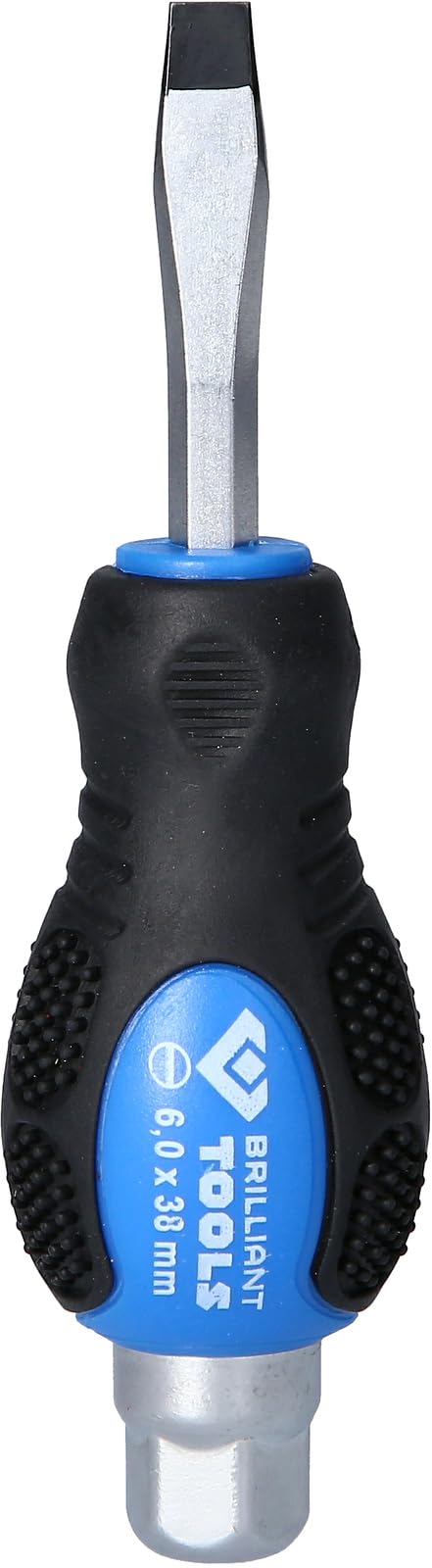 BRILLIANT TOOLS BT034803 Screwdriver with Impact Cap 6.0 x 38 mm Slotted [Powered by KS Tools]