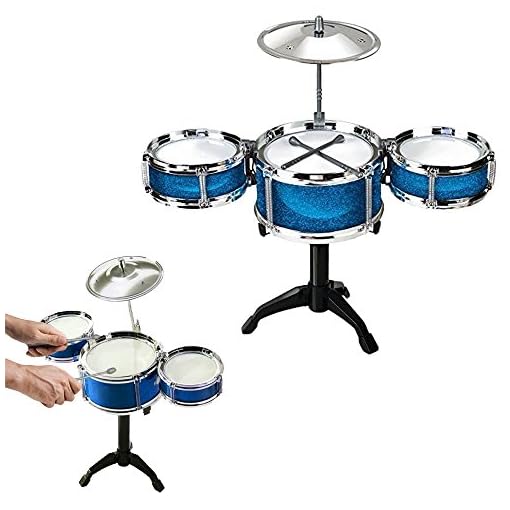 Toy Cubby Drum - Kids, Toddler Rock, Jazz and Country Band Mini Desktop Blue Drum Set Birthday Parties | Award Presents | Family Fun.. and Much More!