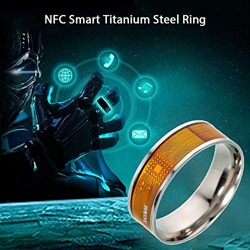 Womdee NFC Rings, Multifunctional Waterproof Intelligent Magic Smart Ring Universal Wear Finger Digital Ring Universal for All Android Windows NFC Cellphone Mobile Phones, Gold