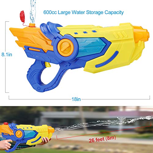 Electric Water Gun Squirt Guns Fully Automatic Water Blaster with Led Light High Capacity Long Range Waterproof Battery Cover for Kids Adult for Pool Party Outdoor Beach Water Fighting (Blue)