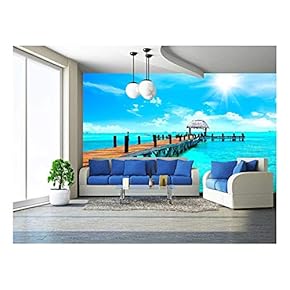 Exotic Caribbean Island. Tropical Beach Resort. Travel or Vacations Concept - Removable Wall Mural | Self-Adhesive Large Wallpaper - 66x96 inches