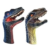 Tecesy Dinosaur Hand Puppet Toys, Soft Rubber Realistic 12 Inch Raptor Dinosaur Head