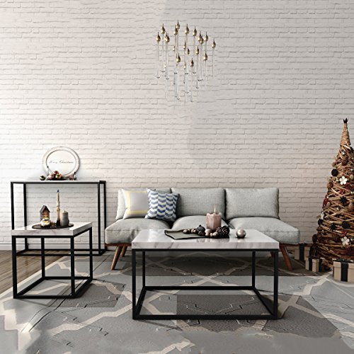 Roomfitters Sofa Console Table Marble Print Top Metal Frame Accent