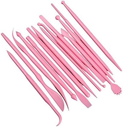 SORCO 14Pcs Cake Decorating Flower Modelling Sugar Craft Carving Tools Kit Pink