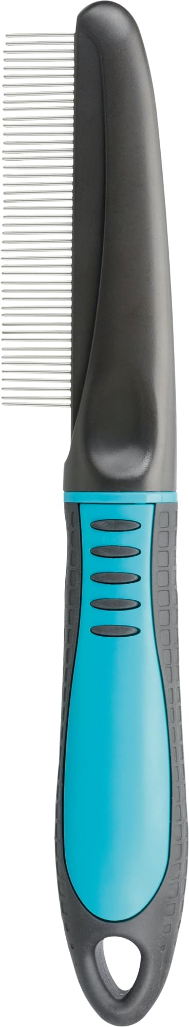 TRIXIE coat detangler for detangling and smoothing the coat - for top coat and undercoat - rubberised plastic handle - 22 cm - black/blue - 23772