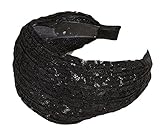 Qiabao Womens Floral Lace Pleat Wide Headband Hair Band