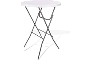 ANJONG ANJ 32in Cocktail Table, Portable High Top Table Granite White, Round Bar Height Folding Table with Removable Legs, Indoor Outdoor Banquet Table for Parties, Weddings, Events, Dining