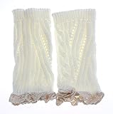 TOOPOOT(TM) Women Crochet Knitted Lace Trim Boot Cuffs Leg Warmer Socks (White)