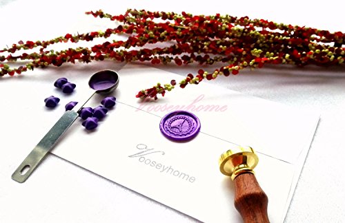 Vooseyhome the Star Shaped Sealing Wax Beads Kit - 100pcs Purple Star Beads, Mealting Spoon and 2 Tea Candles - Idea for for Wax seal Stamps