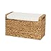 Household Essentials Entryway Wicker Cushioned Storage Bench with Shoe Cubes, Natural