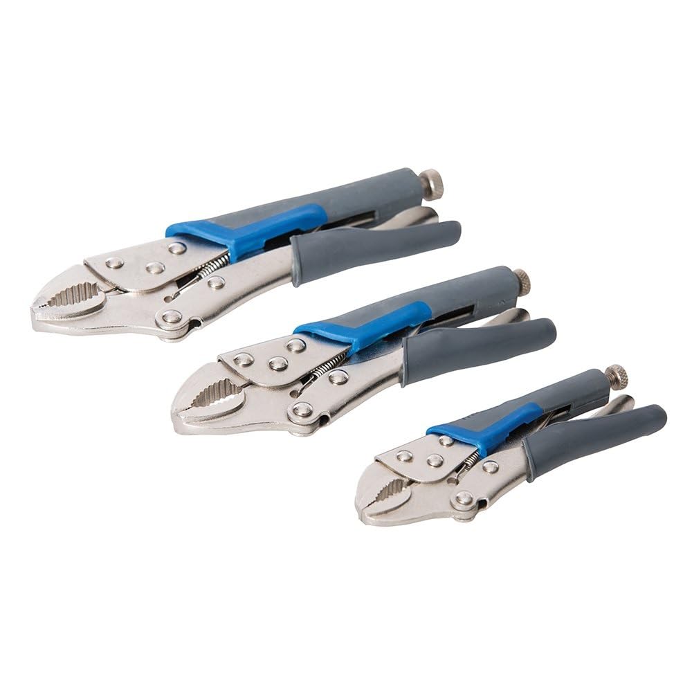 Silverline Self-Locking Soft-Grip Pliers Set – 3 Piece, Comfortable & Secure Grip Tools for General Use (675268)