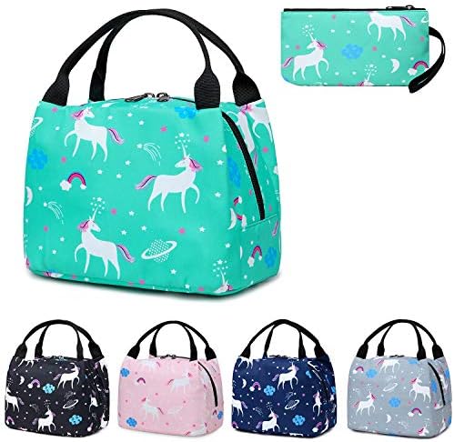 Insulated Lunch Bag Lunch Boxes for Adult,Women- Reusable Lunch Tote Bag Lunch Organizer Lunch Holder for Work, Picnic,Boating,Beach,Fishing (Unicorn-Green)