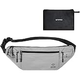 Travel Money Belt for Men and Women hidden slim passport holder - travel wallet with RFID blocking under clothes to protect Cash, Credit Cards and Documents (GRAY)