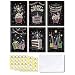 48-pack Happy Birthday Cards, Ohuhu Black Folded Card for Kids Birthday, Blank Inside Greeting Note Cards W/White Envelopes and Stickers, 4x6 Inch, Candle, Cake, Gift, Spark Designs Card Stocks