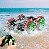 Rabing RC Car 2.4 Ghz 4WD Stunt Car 6CH Remote Control Amphibious Off Road Electric Race Double Sided Car Tank Vehicle 360° Spins & Flips Land & Water