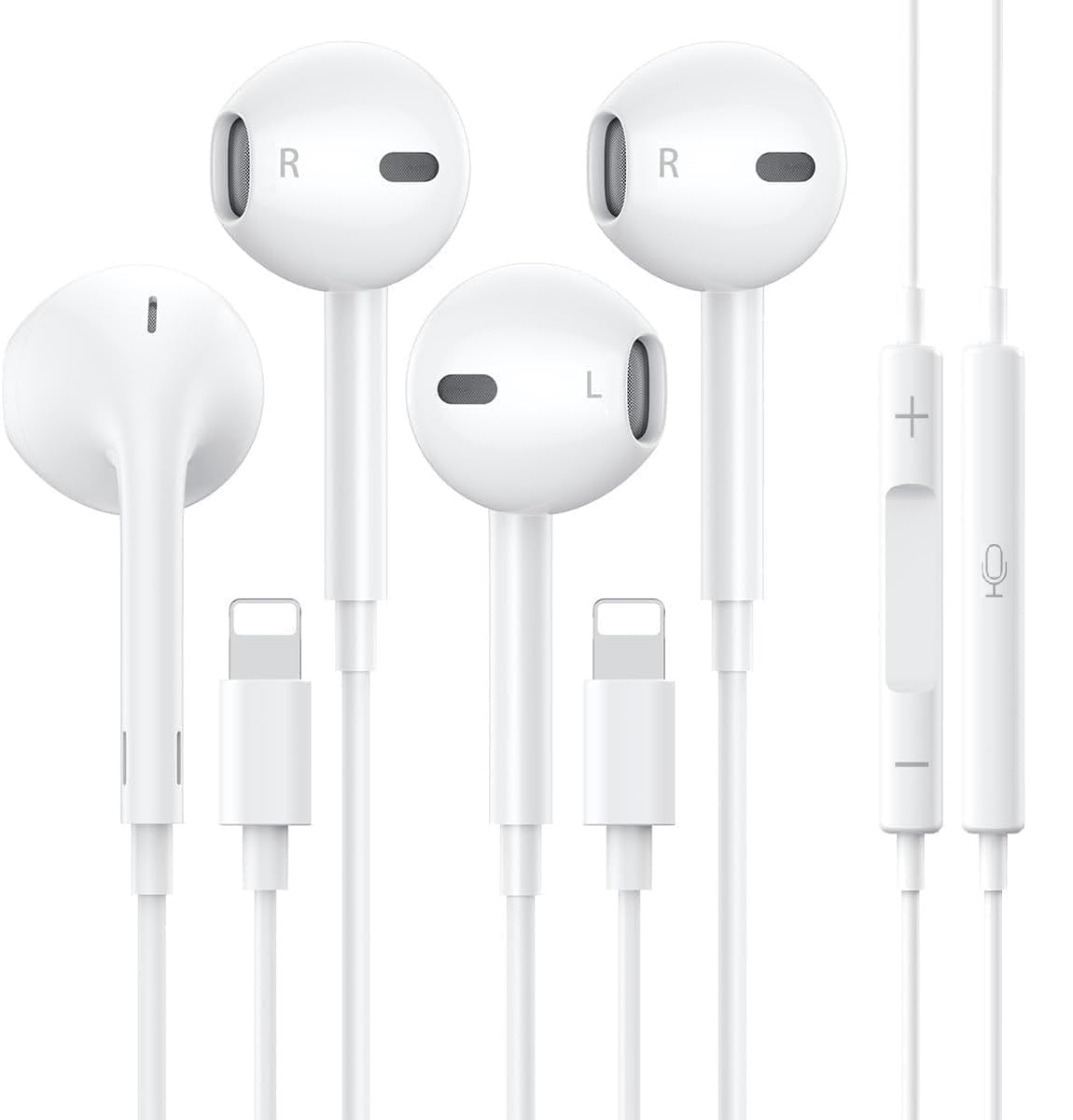 Photo 1 of 2 Packs- Wired Headphones for iPhone Earbuds Built-in Microphone & Volume Control Nosie Reduction Headsets Compatible with iPhone 14/13/12/11/XR/XS/X/8/7/SE/Pro/Pro Max/Support All iOS System