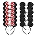 Set of 12 Solid Black with Red Bow Mouse Ears Headband for Party Favor Decorations (Red Black)