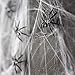 Halloween Haunters Super Stretch Spider Web Cobweb with 6 Black Spiders Prop Decoration - 100 Grams of Spooky Realistic Webbing Covers 400 Square Feet - Use in Yard, Entryway, Haunted House Graveyard